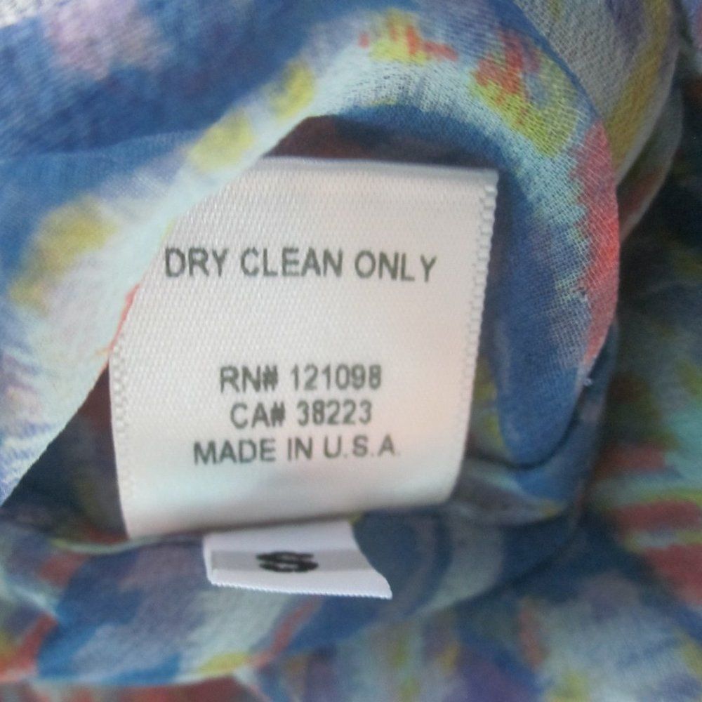 Gypsy 05 Anthropologie Womens Size S Oversized Sheer Silk Blouse Blue Wave 44" B - Picture 5 of 9